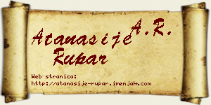 Atanasije Rupar vizit kartica